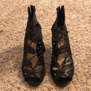 Black lace heels